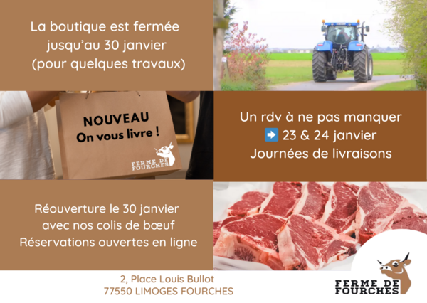 Fermeture et livraisons en janvier